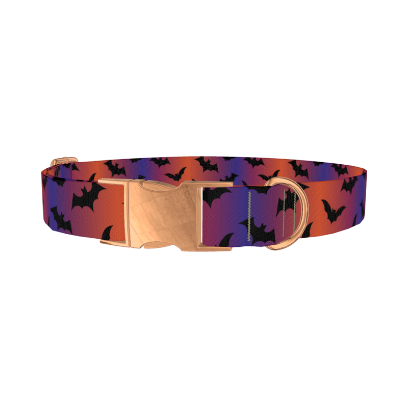 Halloween Bat Dog Collar - metal rose gold