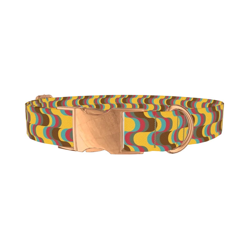 Retro Wave Dog Collar - metal rose gold