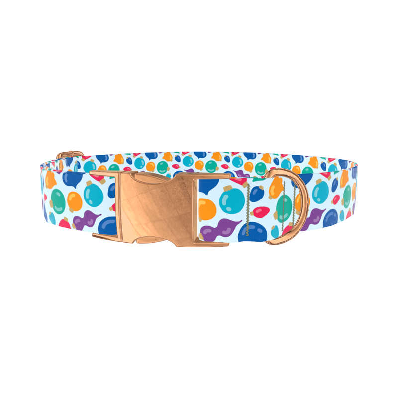 Christmas Ornaments Dog Collar - metal rose gold