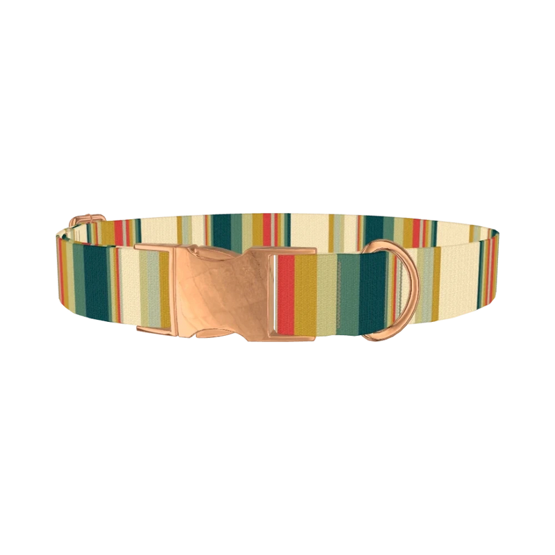 Striped Hexagon Dog Collar - metal rose gold
