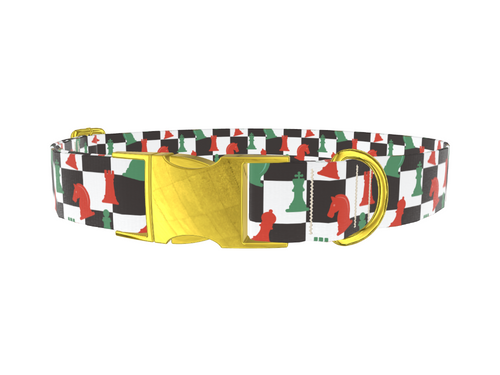 Checkered Chess Piece Dog Collar