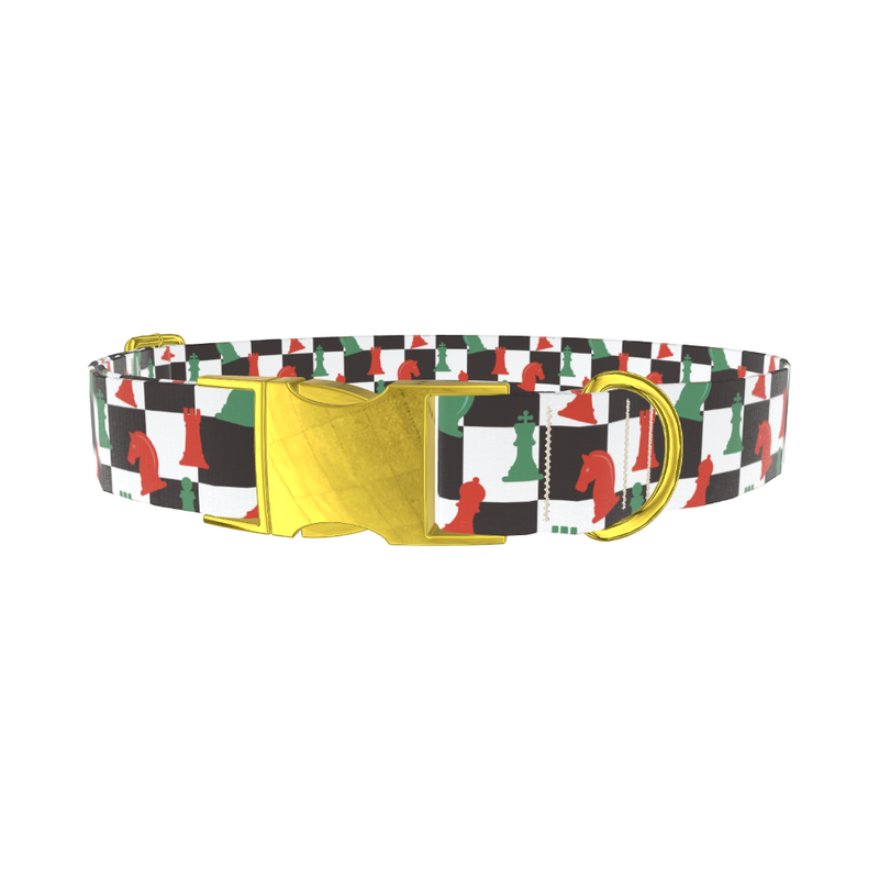 Checkered Chess Piece Dog Collar