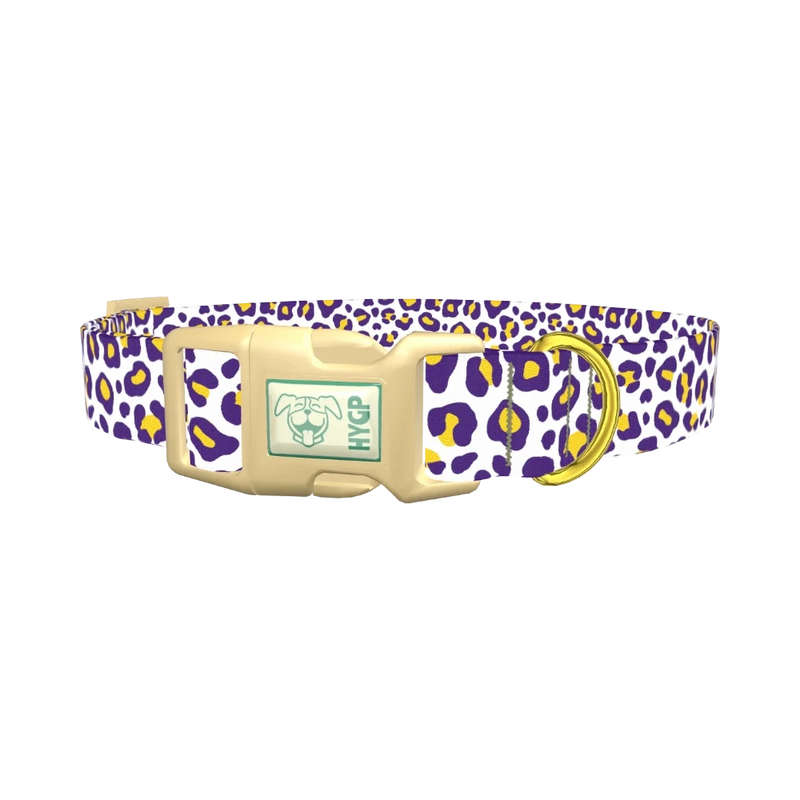 Leopard Print Dog Collar - plastic gold