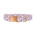Lavender Daisy Pattern Dog Collar - metal rose gold