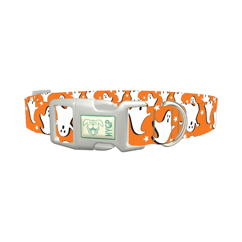 Halloween Ghost Stars Dog Collar - plastic silver