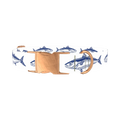 Dark Blue Fish Pattern Dog Collar - metal rose gold