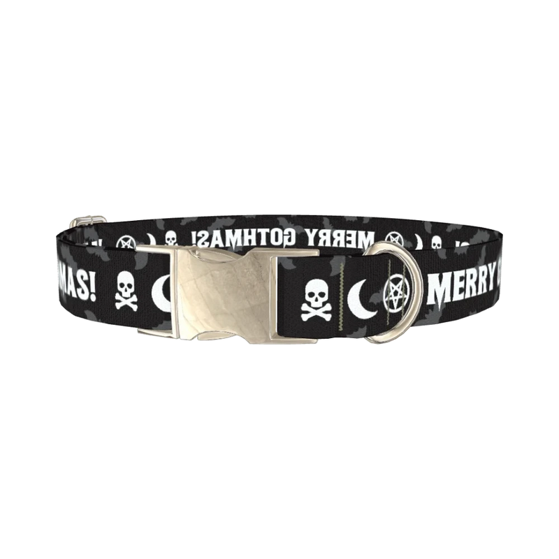 Gothic Christmas Dog Collar - metal silver