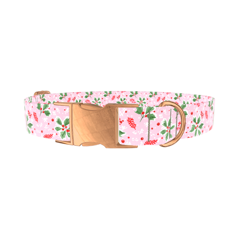 Christmas Berries Dog Collar - metal silver