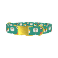 Teal Sushi Roll Dog Collar - metal gold