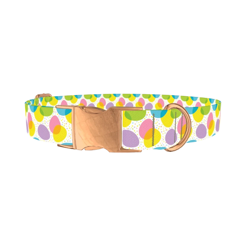 Colorful Easter Egg Pattern Dog Collar - metal rose gold