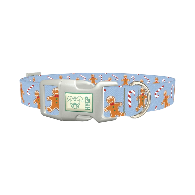 Gingerbread Candy Cane Dog Collar - plastic silver