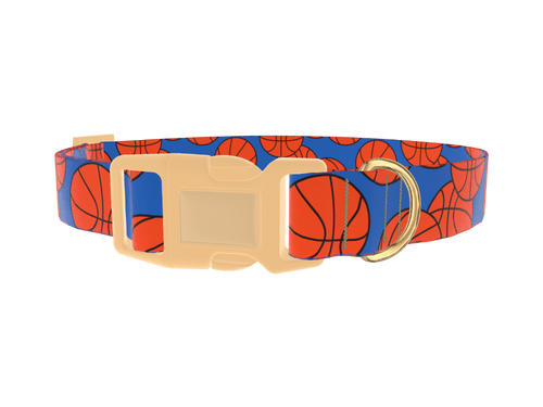 Blue Basketball Pattern Dog Collar