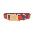 Blue Basketball Pattern Dog Collar - plastic gold