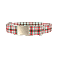 Festive Light Plaid Dog Collar - metal silver