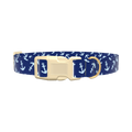 Blue Anchor Pattern Dog Collar - plastic silver