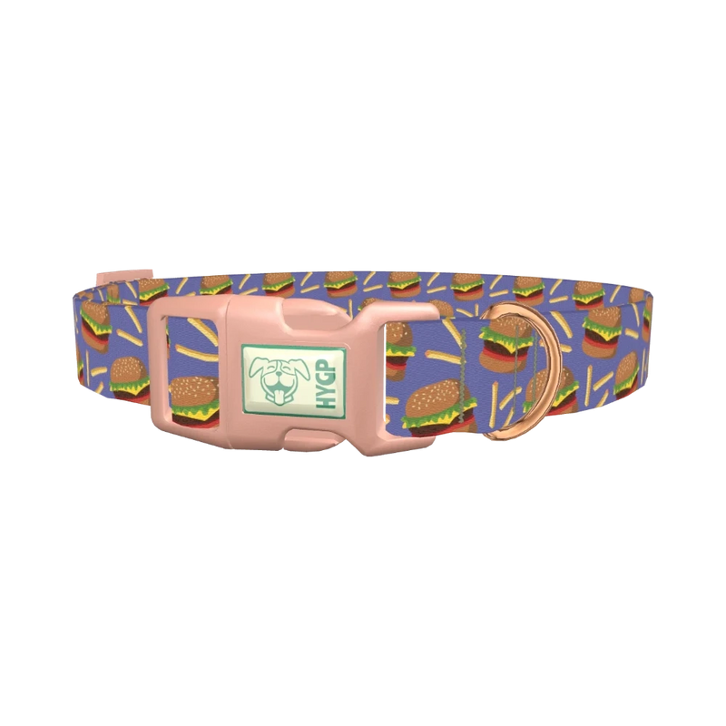 Burger and Fries Dog Collar - plastic rose gold