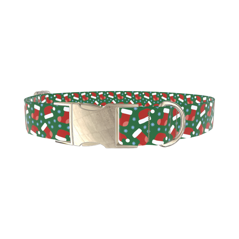 Festive Santa Hat Dog Collar - metal silver