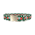 Christmas Plaid Snowflake Dog Collar - metal silver