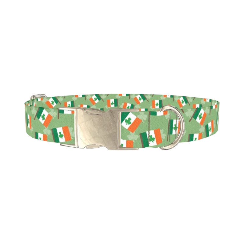 St. Patrick's Flag Dog Collar - metal silver