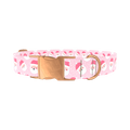 Pink Santa Pattern Dog Collar - metal silver