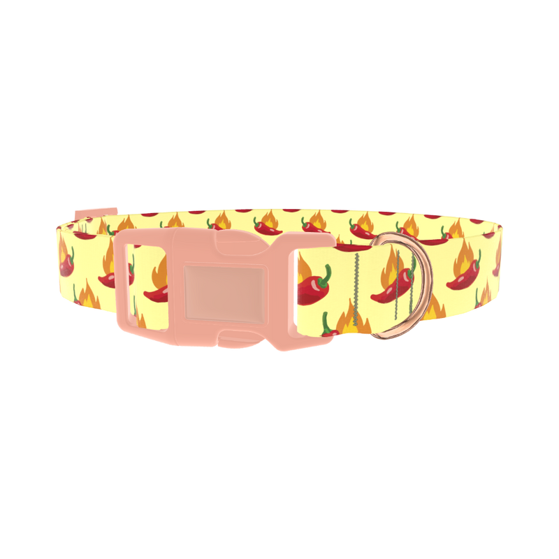 Spicy Pepper Flame Dog Collar - plastic rose gold