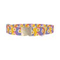 Groovy Smile Flower Dog Collar - metal silver