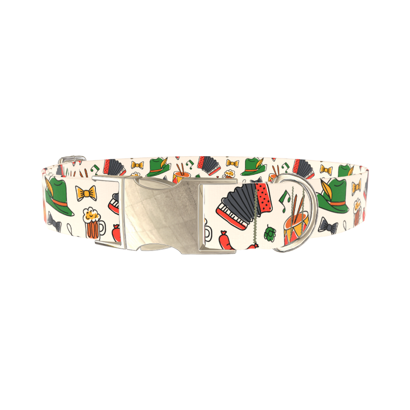 Oktoberfest Music Dog Collar - metal gold