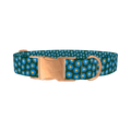 Blue Daisy Floral Dog Collar - metal rose gold