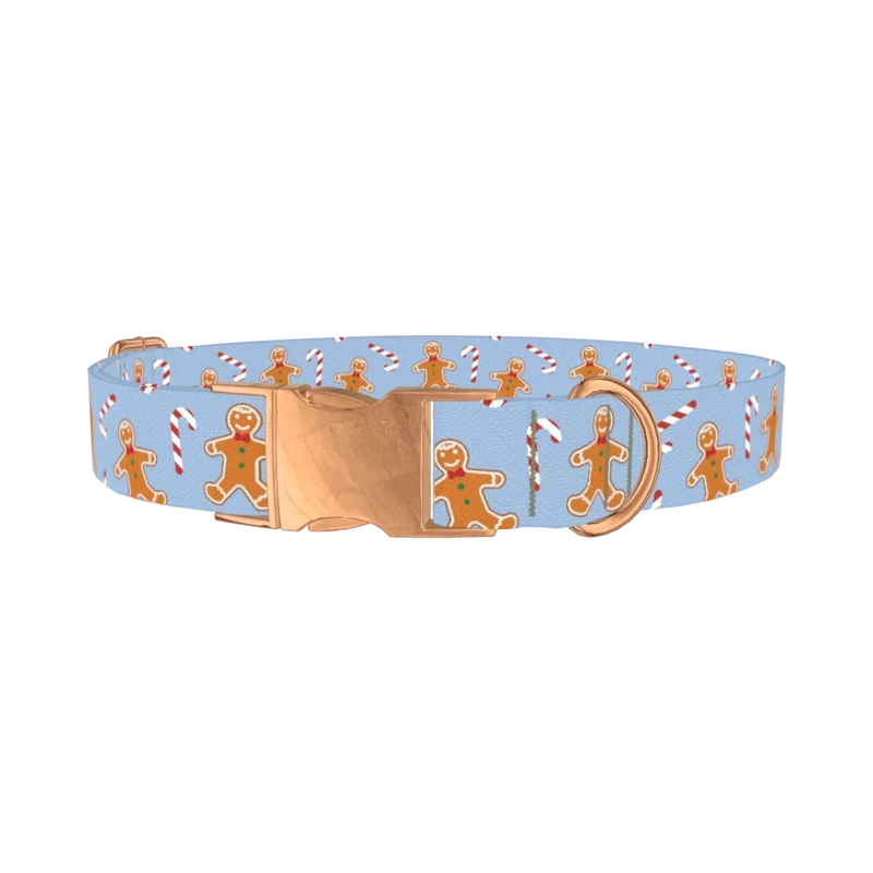 Gingerbread Candy Cane Dog Collar - metal rose gold