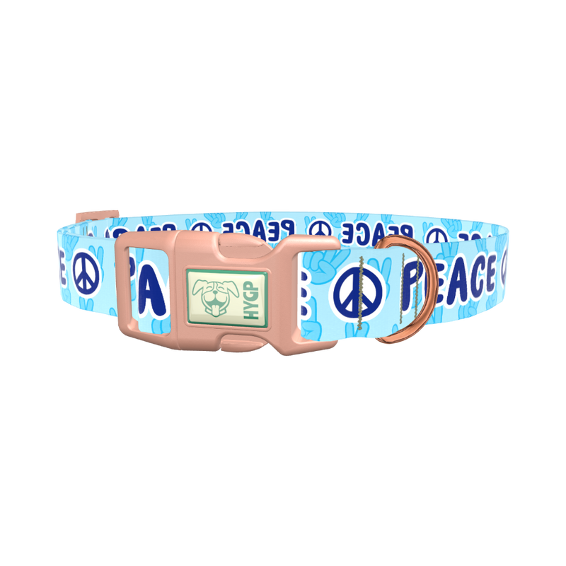 Peace Symbol Dog Collar - plastic gold