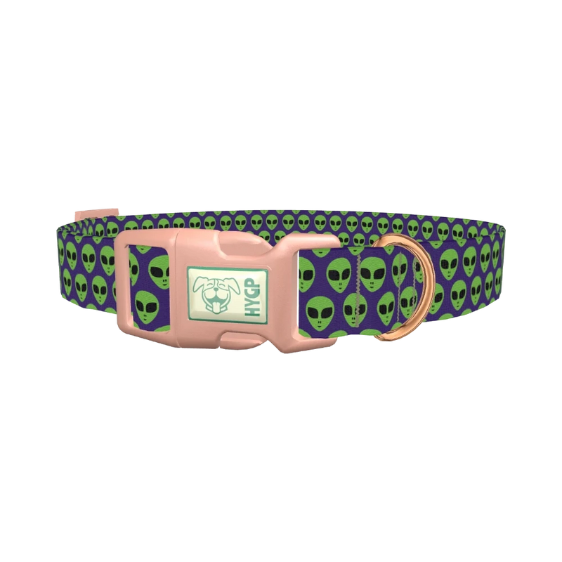 Alien Head Dog Collar - plastic rose gold