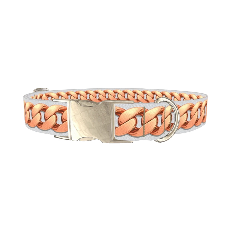 Rose Gold Chain Pattern Dog Collar - metal silver