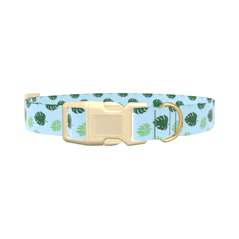 Monstera Leaf Dog Collar - plastic silver