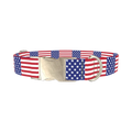 Patriotic American Flag Dog Collar - metal silver