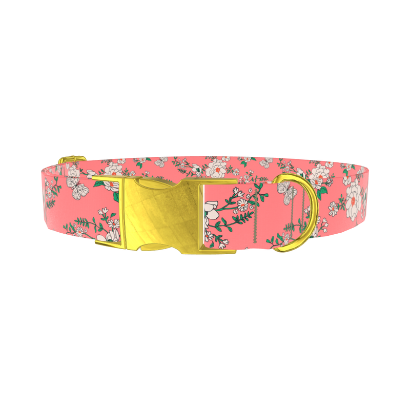 Pink Rosehip Dog Collar - metal rose gold