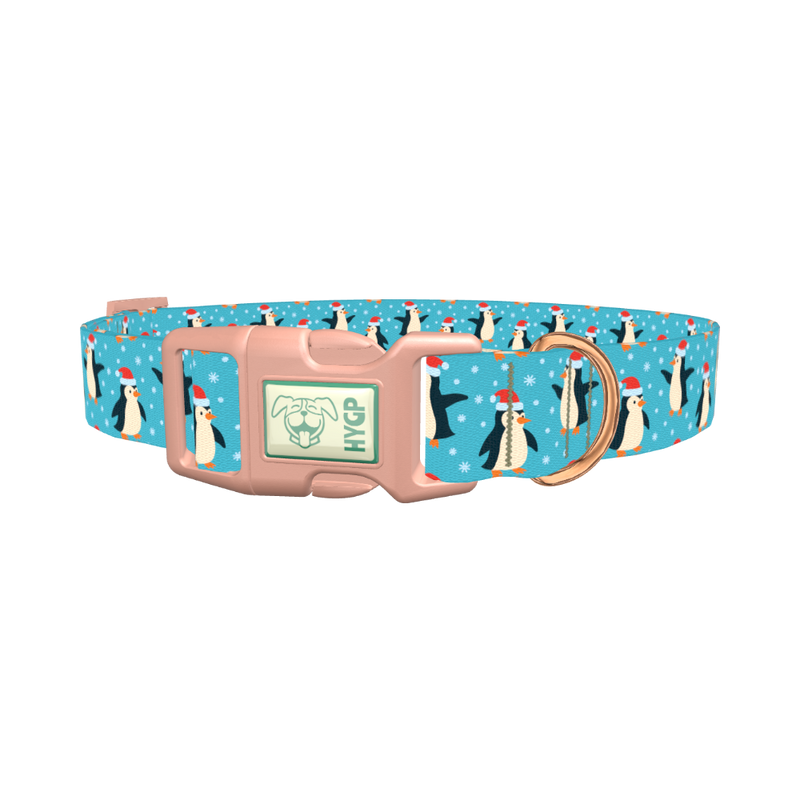 Christmas Penguin Dog Collar - plastic rose gold