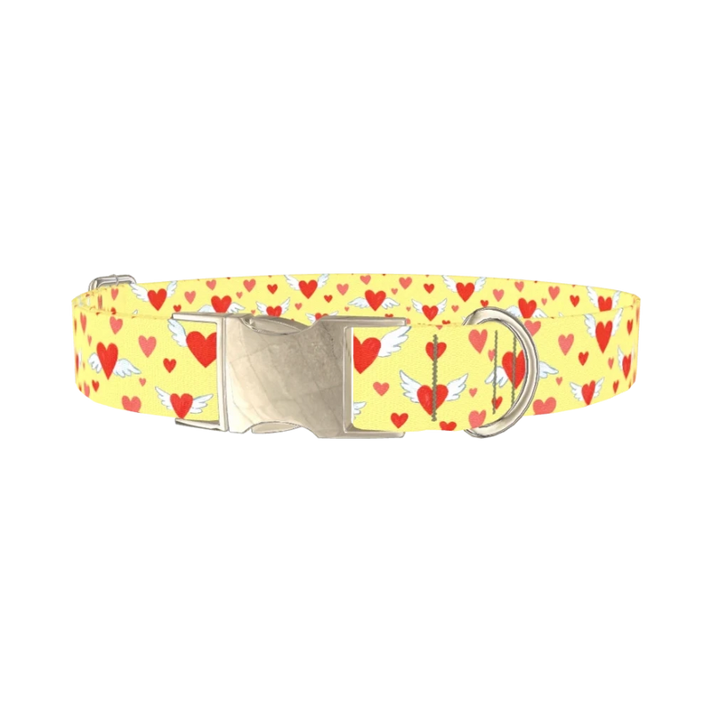 Flying Hearts Dog Collar - metal silver