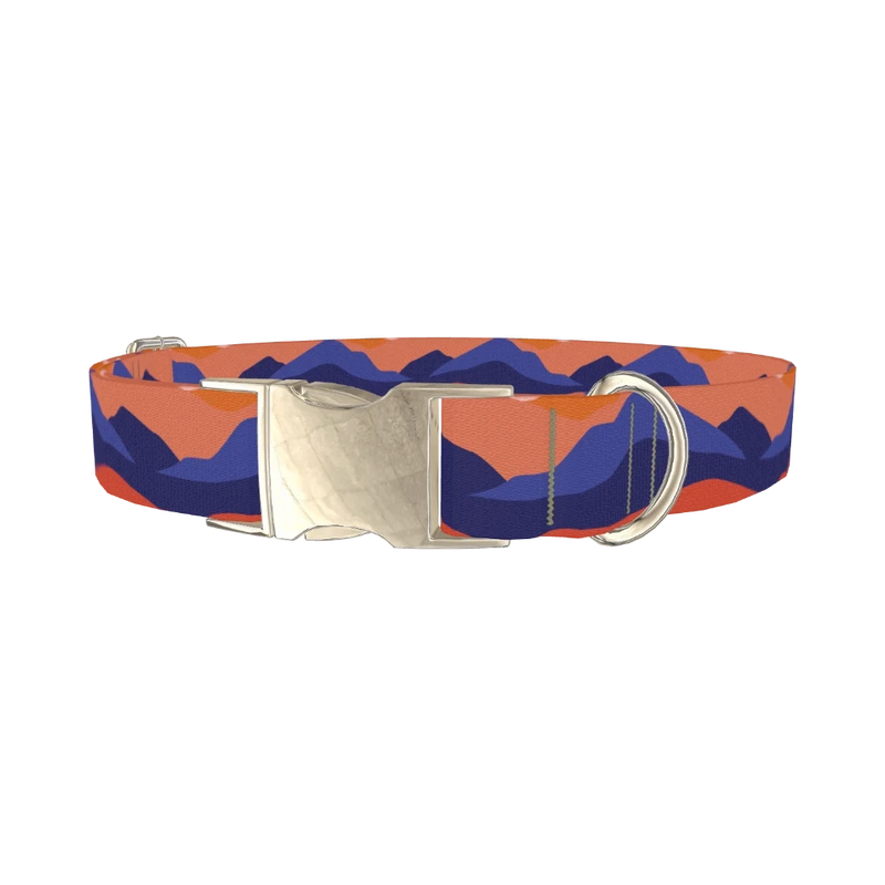 Abstract Mountain Dog Collar - metal silver