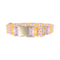 Yellow Purple Tie-Dye Dog Collar - metal gold
