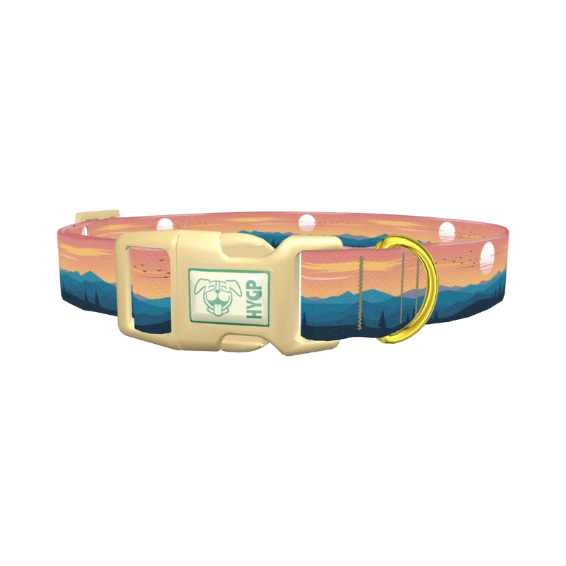 Mountain Sunset Dog Collar - plastic gold