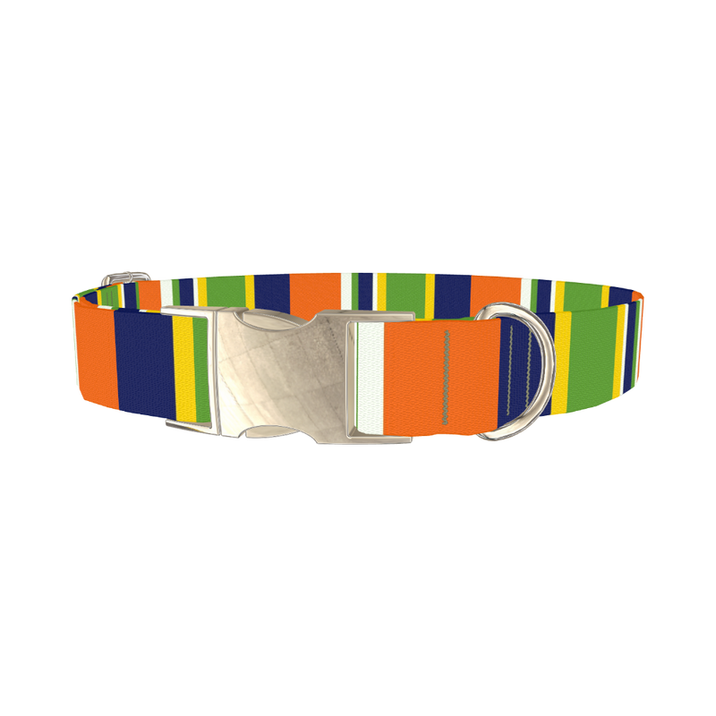 Striped Dog Collar - metal silver