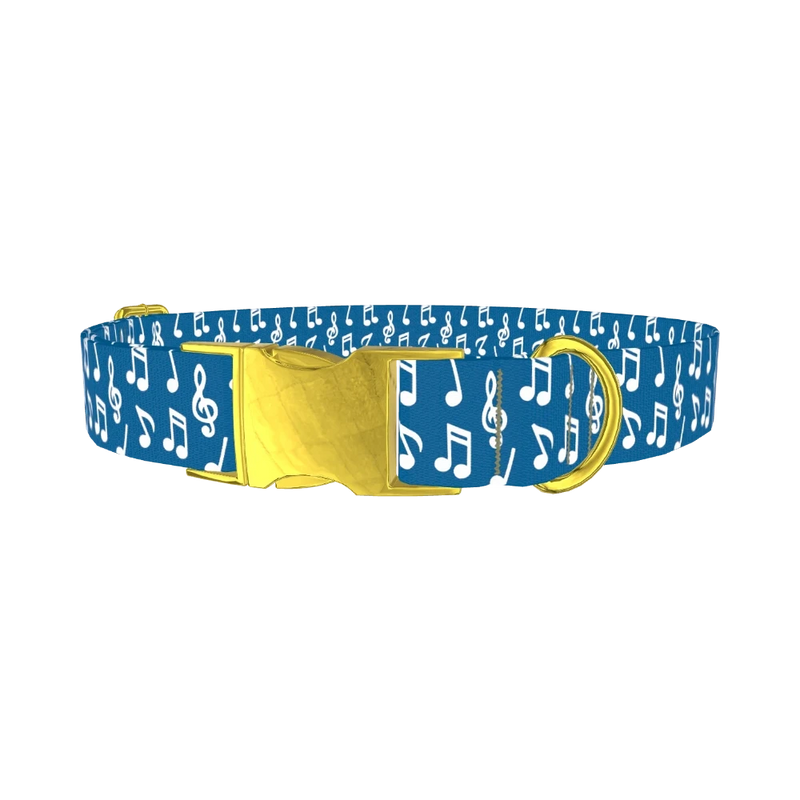 Musical Notes Dog Collar - metal gold