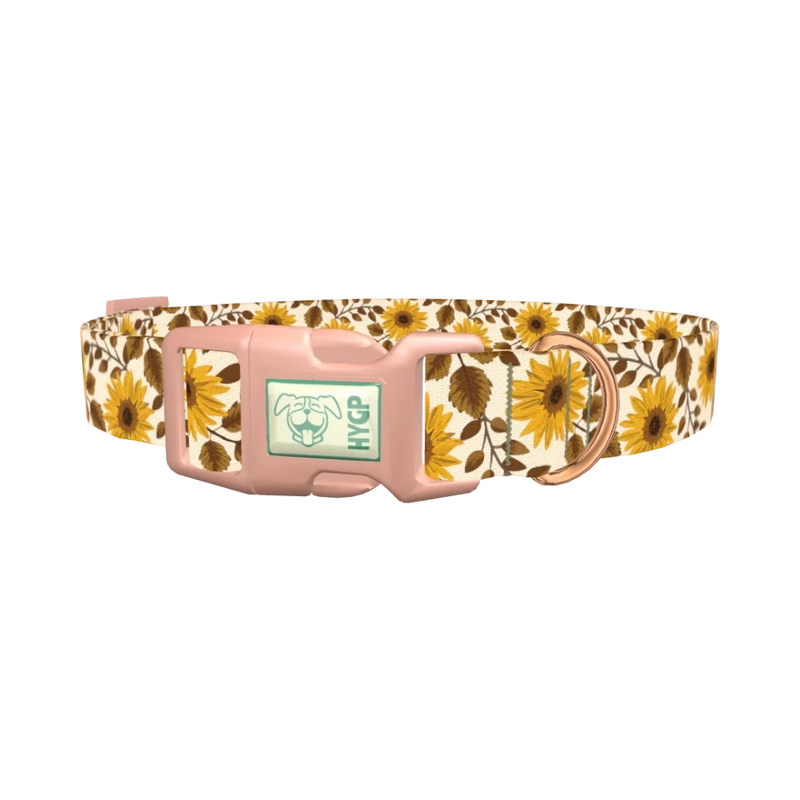 Sunflower Leaf Dog Collar - plastic rose gold