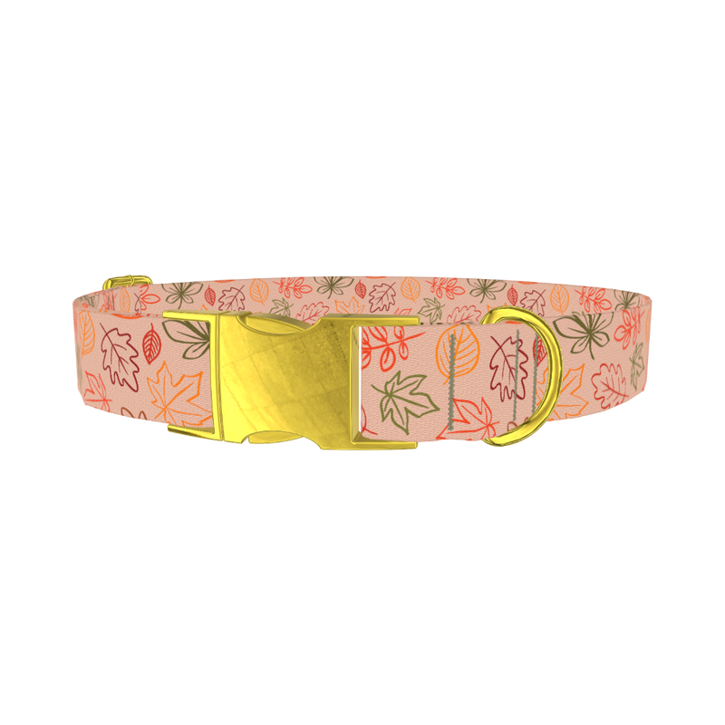 Autumn Leaves Dog Collar - metal gold