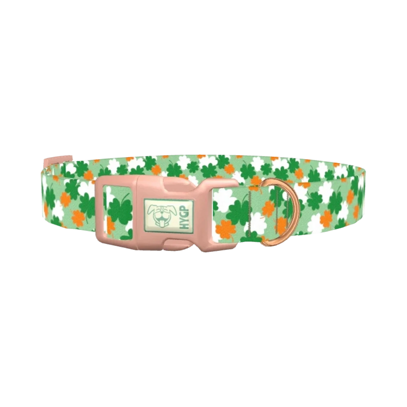 Lucky Clover Pattern Dog Collar - plastic rose gold