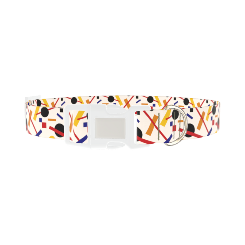 Geometric Abstract Dog Collar - plastic silver