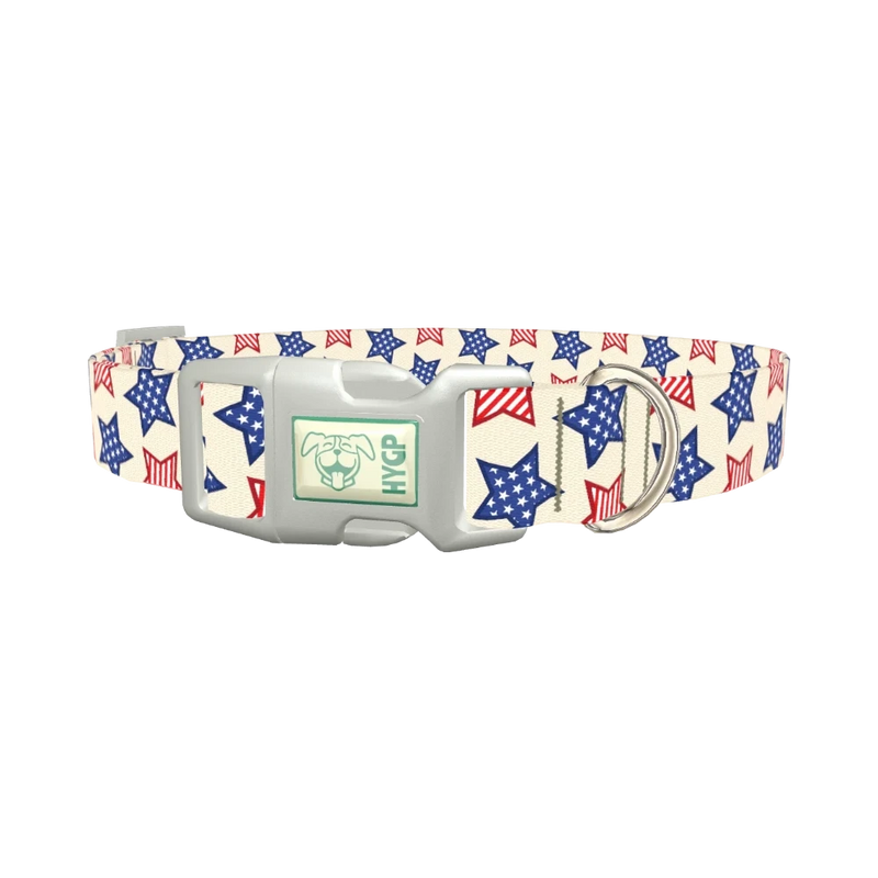 Striped Stars Dog Collar - plastic silver