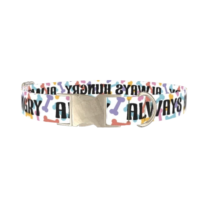 Bone Pattern Dog Collar - metal silver