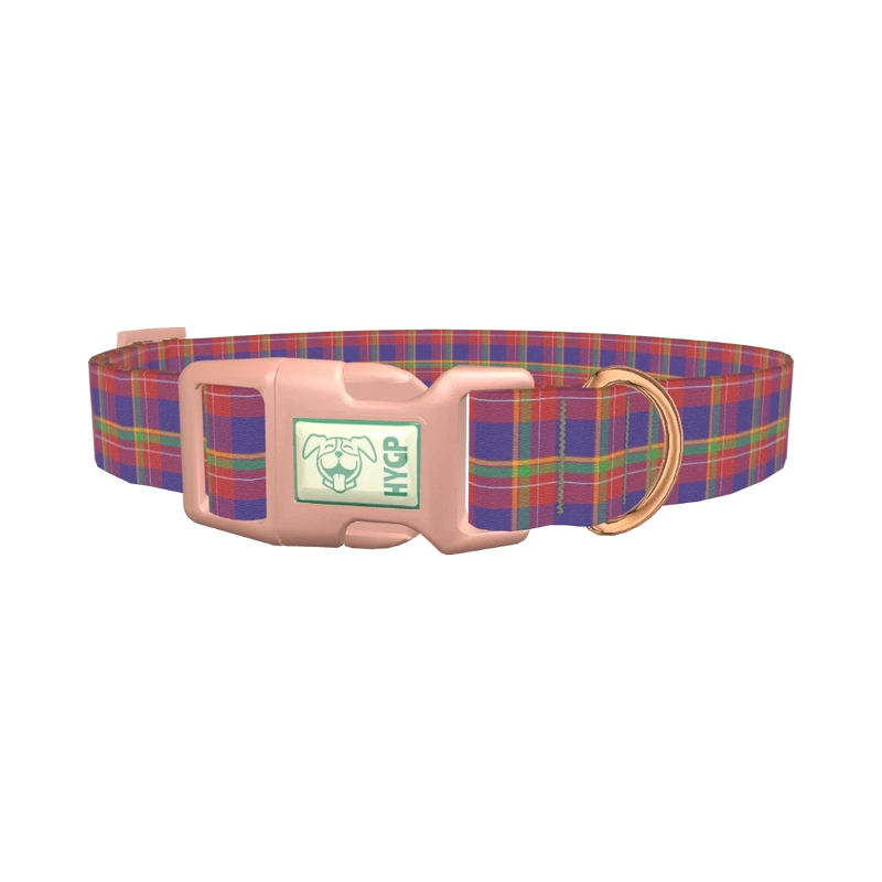 Multicolor Plaid Dog Collar - plastic rose gold