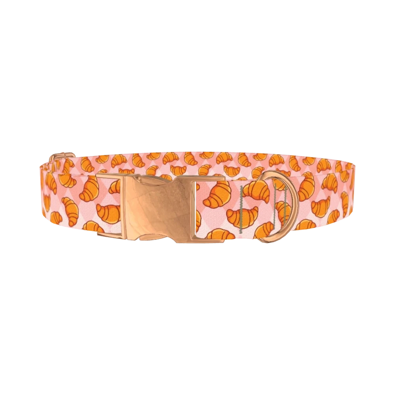 Croissant Pattern Dog Collar - metal rose gold